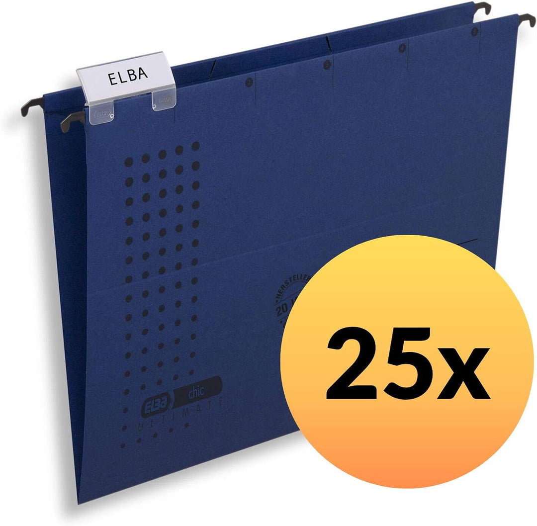 ELBA Hängemappe chic für A4, aus Karton, seitlich offen, dunkelblau, 25er Pack Hängemappe dunkelblau