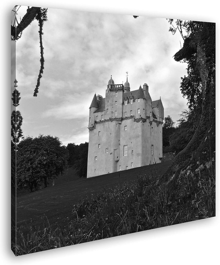 deyoli Festung in Schottland Format: 70x70 Effekt: Schwarz&Weiss als Leinwandbild, Motiv auf Echthol