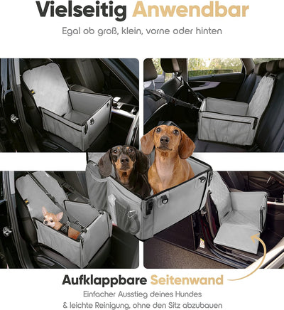 HELDENWERK Extra Stabiler Hunde Autositz -Verstärkte Wände und 5 Gurte - Wasserdichter Hundeautositz