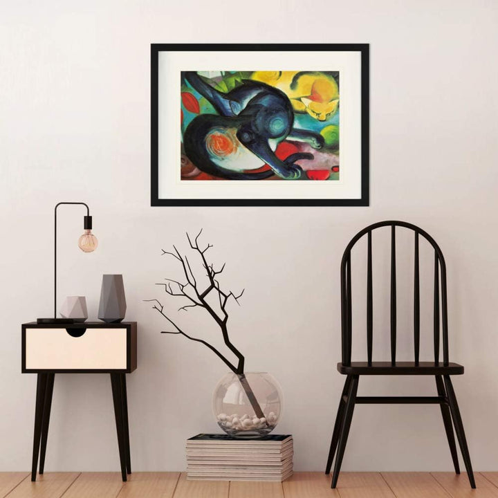 1art1 Franz Marc Poster Zwei Katzen, Blau Und Gelb, 1912 Gerahmtes Bild Mit Edlem Passepartout | Wan