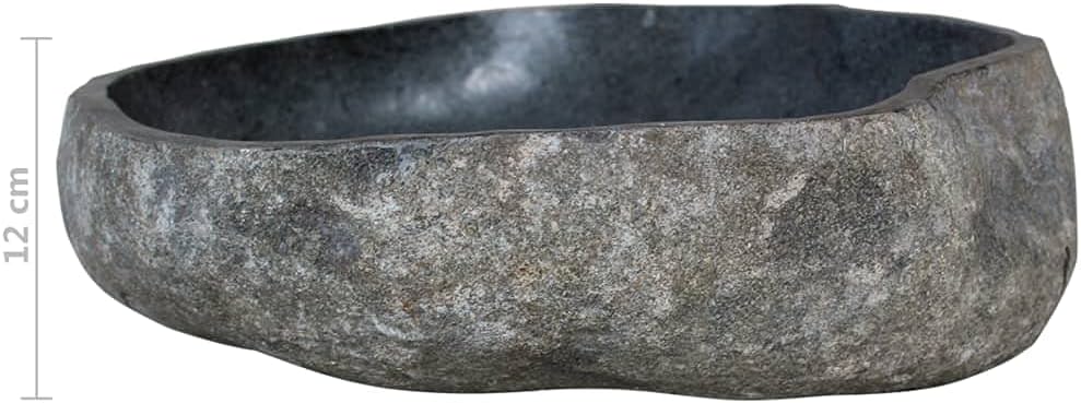 WIFESE Waschbecken Flussstein Oval 30-37 cm Anthrazit Naturstein Waschbecken Badezimmermöbel Waschti