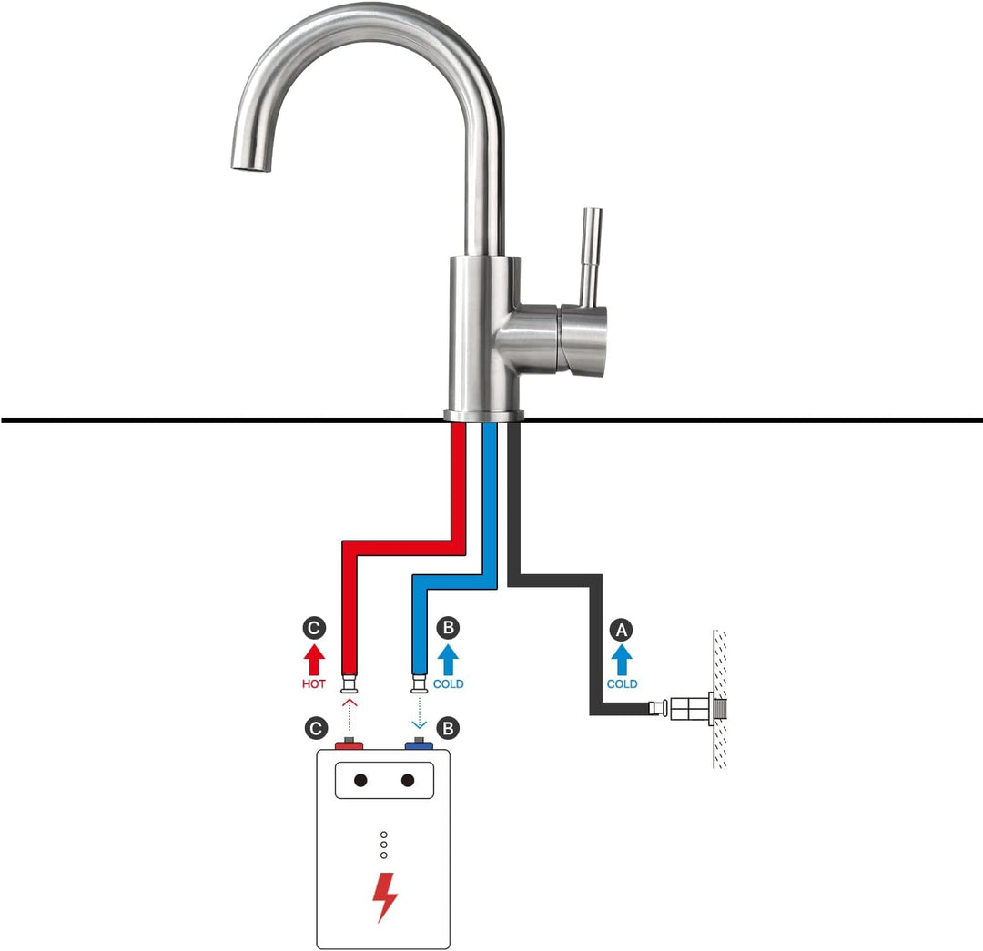 Niederdruck Armatur Küche/Bad, 360° Drehbar Wasserhahn Niederdruck, Einhebelmischer Waschtischarmatu