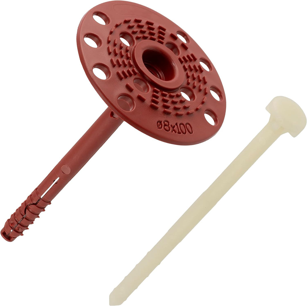 AERZETIX - C65192 - Set von 50 Isolierdübeln 8x100 mm + 50 schlagnägel Ø5x100 mm - aus nylon - ziege