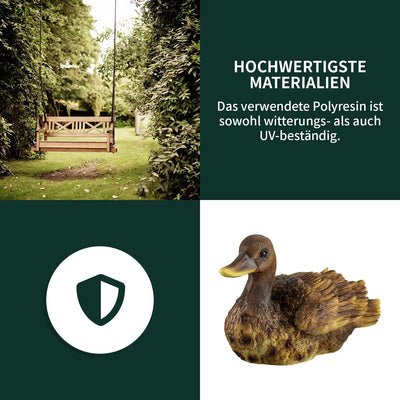 VERDOBA Gartendekoration Ente aus Kunstharz handbemalt - Gartenfiguren für aussen & Wintergarten Dek
