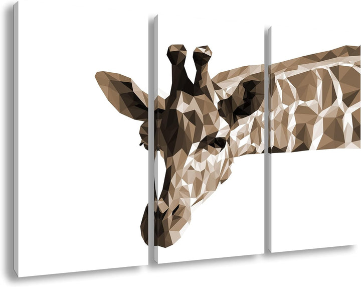 deyoli Illustration einer Giraffe Format: 3Teilig Effekt: Sepia als Leinwandbild, Motiv fertig gerah