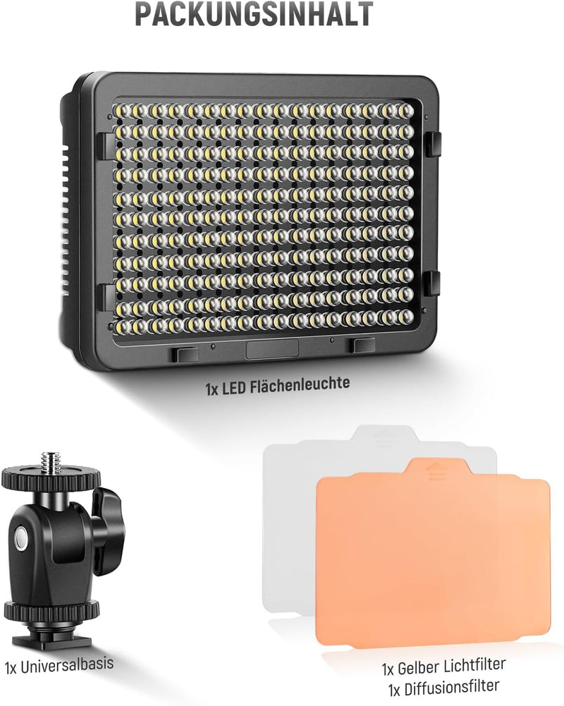 NEEWER 176 LED Videoleuchte Streaming Licht 5600K dimmbar Videolicht Panel mit 1/4 Zoll Gewinde, Key
