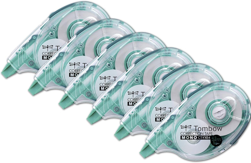 Tombow CT-YXE4-6P Nachfüllbarer Korrekturroller CT-YXE4, extra-langes Band, 4.2 mm x 16 m, Officepac