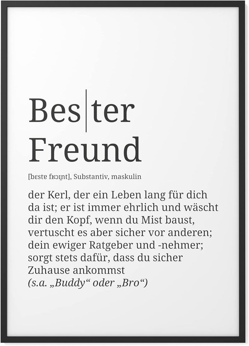 Papierschmiede® Definition: Bester Freund, DIN A1 (59x84 cm), XXL Poster für Wohnzimmer, Schlafzimme