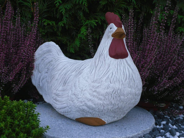 STEINFIGUREN SPICKER Steinfigur Huhn, Henne, Hahn 2er Set 135/5.1, 180/5.1 Gartenfigur Steinguss Tie