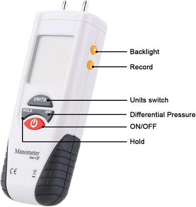 Mengshen Digitales Manometer, Professional Digitales Luftdruckmessgerät & Differenzdruckmessgerät -