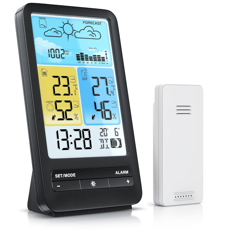 CSL - Wetterstation Funk mit Farbdisplay und Aussensensor - DCF Signal - DST - Innen und Aussentempe