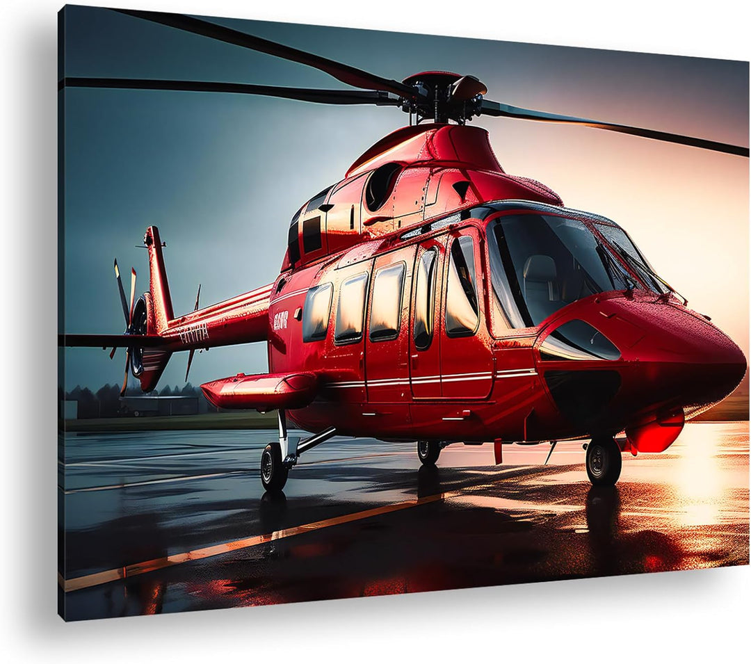deyoli Rettungshubschrauber Format: 80x60 cm als Leinwandbild, Motiv fertig gerahmt auf Echtholzrahm