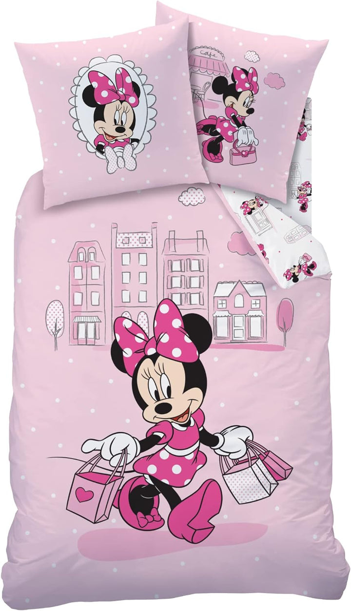 Bettwäsche Set 2 teilig Disney's Minnie Mouse · Mädchenbettwäsche Minnie Maus · Kissenbezug 80x80 +