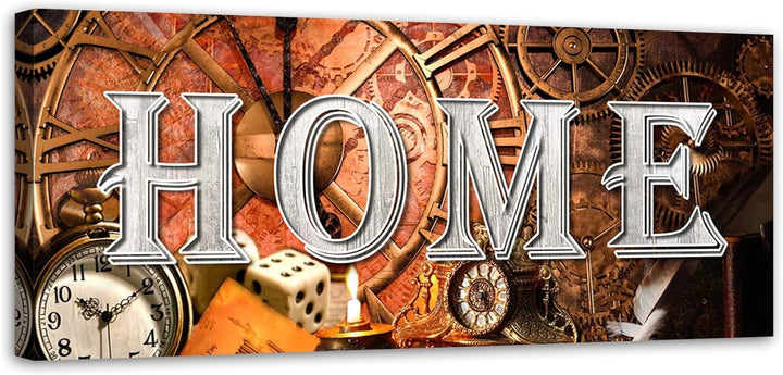 Feeby Wandbild Home 120x40 cm Druckbild Leinwandbild Wohnzimmer Wohnung Braun Leinwandbild 120x40 cm