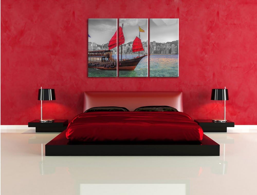 Pixxprint Segelschiff mit Segeln als Leinwandbild/Grösse: 3 Teilig (120x80 cm) cm/Wandbild/Kunstdruc
