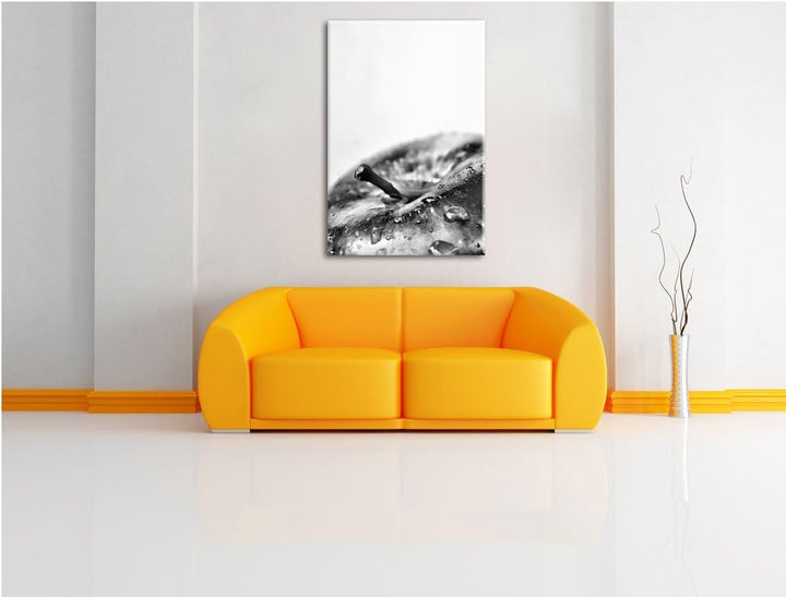 Pixxprint Tropfen auf Apfel als Leinwandbild/Grösse: 100x70 / Wandbild/Kunstdruck/fertig bespannt, 1