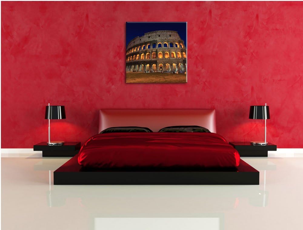 Colosseum in Rom, Format: 70x70 auf Leinwand, XXL riesige Bilder fertig gerahmt mit Keilrahmen, Kuns