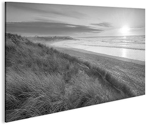 islandburner Bild Bilder auf Leinwand Dünen Schwarz-Weiss Nordseestrand 1p XXL Poster Leinwandbild W