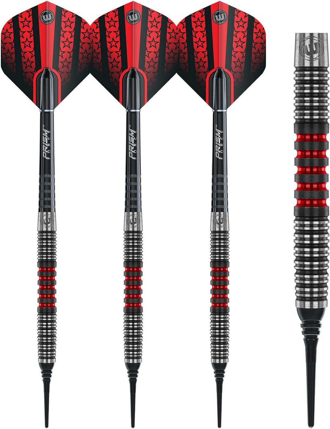 WINMAU Joe Cullen 18 Gram Tungsten Softip Darts Set with Prism Flights and Shafts (Stems)