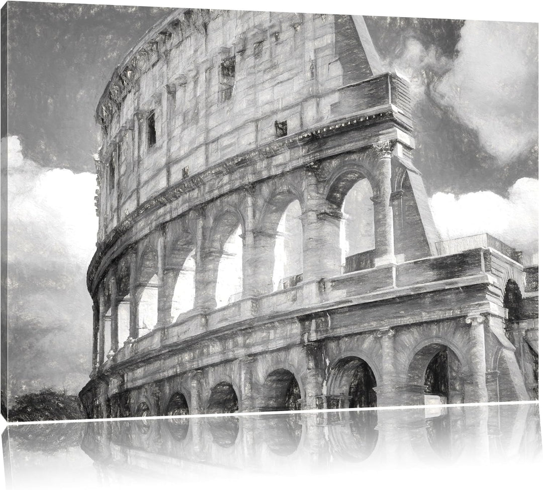 Pixxprint Kolosseum in Rom als Leinwandbild/Grösse: 100x70 cm/Wandbild/Kunstdruck/fertig bespannt, 1