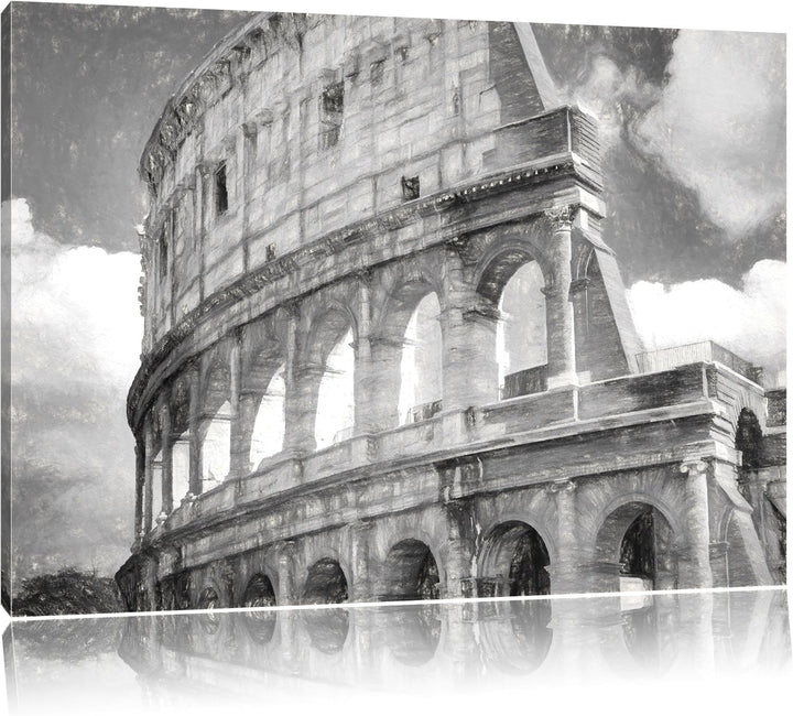 Pixxprint Kolosseum in Rom als Leinwandbild/Grösse: 100x70 cm/Wandbild/Kunstdruck/fertig bespannt, 1