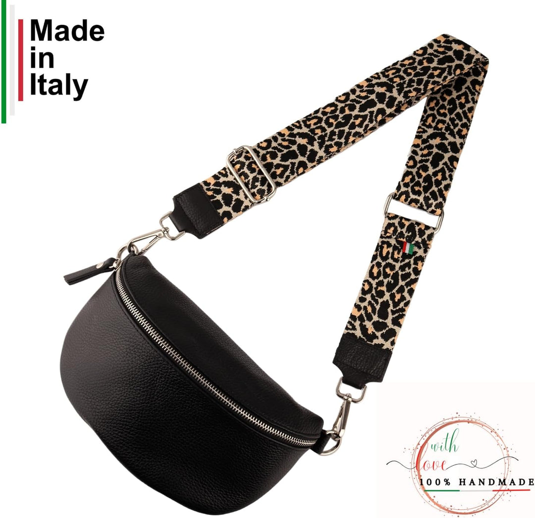 MIRROSI® Bauchtasche Damen, Echtleder, Made in Italy, Umhängetasche, Brusttasche, Crossbody Bag (1 T