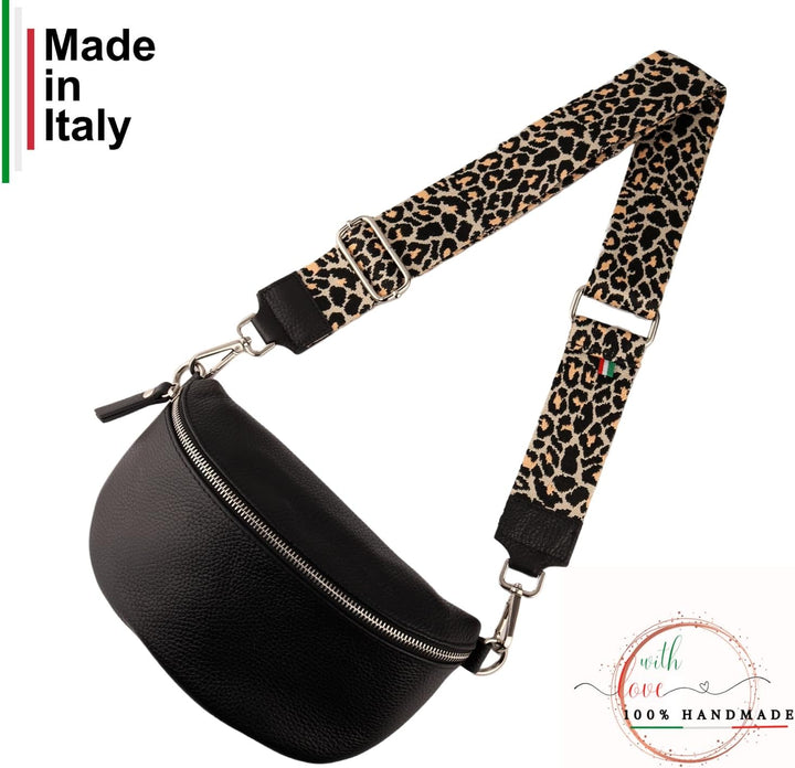 MIRROSI® Bauchtasche Damen, Echtleder, Made in Italy, Umhängetasche, Brusttasche, Crossbody Bag (1 T