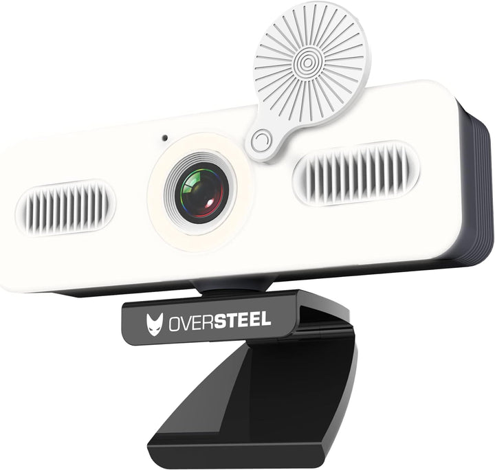 Oversteel - Bulat Webcam 1080P Full HD mit Mikrofon und Lichtring, 60fps, USB 2.0, Videoanrufe, Aufz