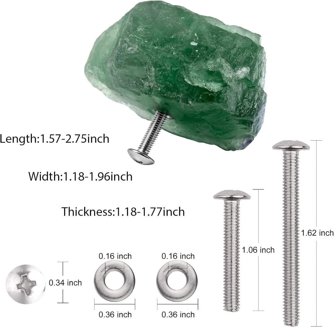 KYEYGWO 2 Stück Unregelmässigen Stein Möbelknöpfe mit Schraube, Heilung Kristall Schubladenknöpfe He