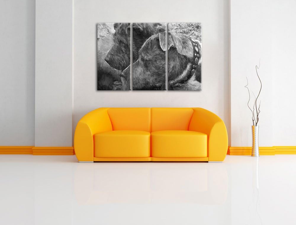 zwei Hunde im Profil NewArt 3-Teiler Leinwandbild 120x80 Bild auf Leinwand, XXL riesige Bilder ferti