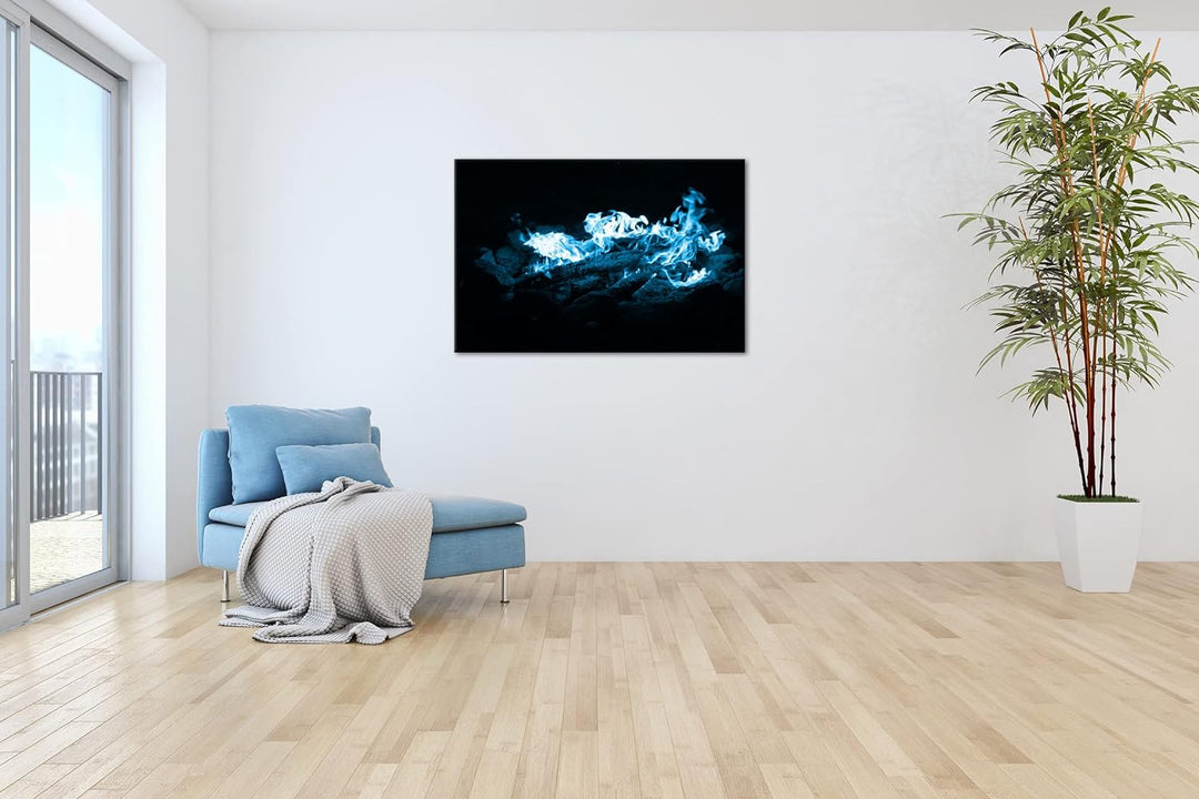 deyoli Dark heisses Lagerfeuer bei Nacht Format 100x70 Effekt: Monocrome Blau als Leinwandbild, Moti