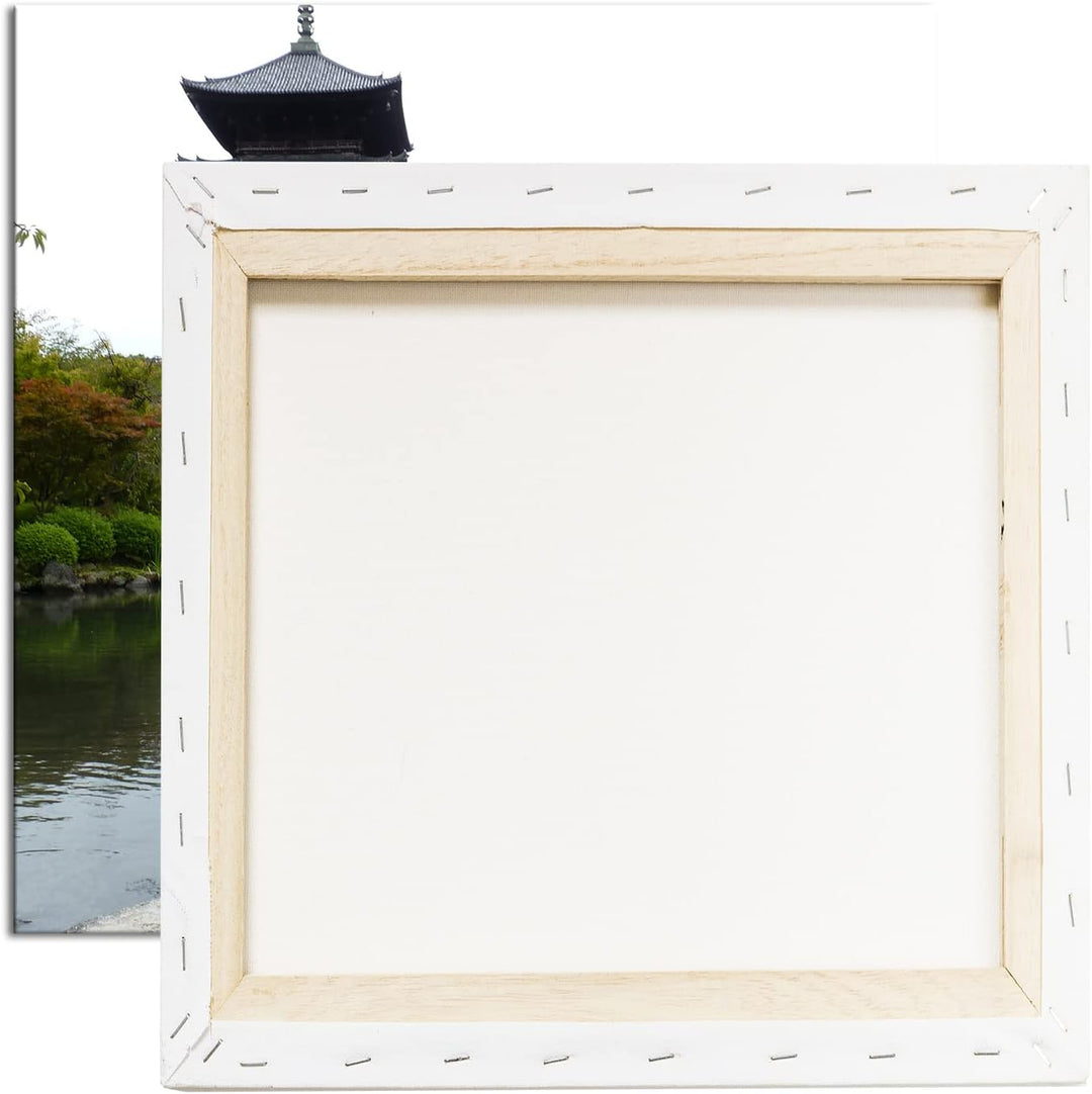 Japanischer Zen-Garten Format: 70x70 als Leinwandbild, Motiv fertig gerahmt auf Echtholzrahmen, Hoch