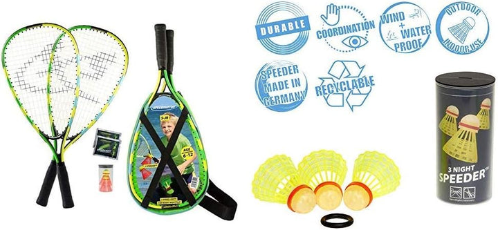 Speedminton® Junior Set – Original Speed Badminton/Crossminton Kinder Set inkl. 2 FUN Speeder®, Tasc