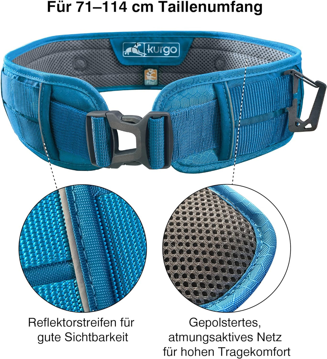 Kurgo RSG Hundegürtel, Freihandleine für Sport, Freihändiges Laufen und Wandern, Verstellbar von 71