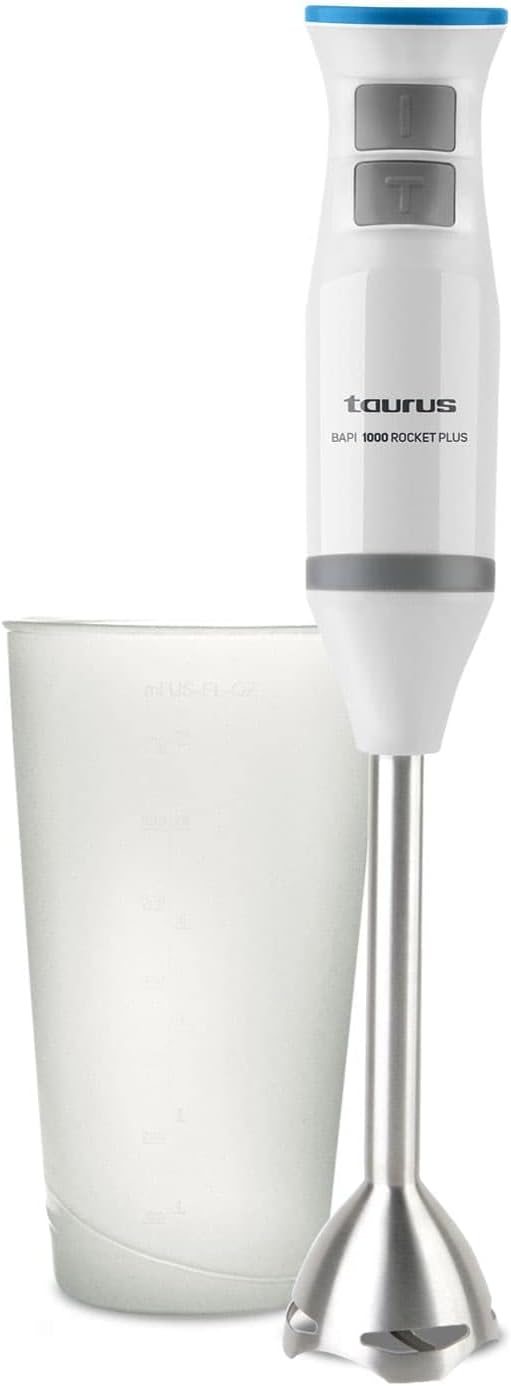 Taurus Bapi 1000 Rocket Inox - Stabmixer. Schlagen und hacken. 1200W. Inklusive Messbecher. Anti Spl