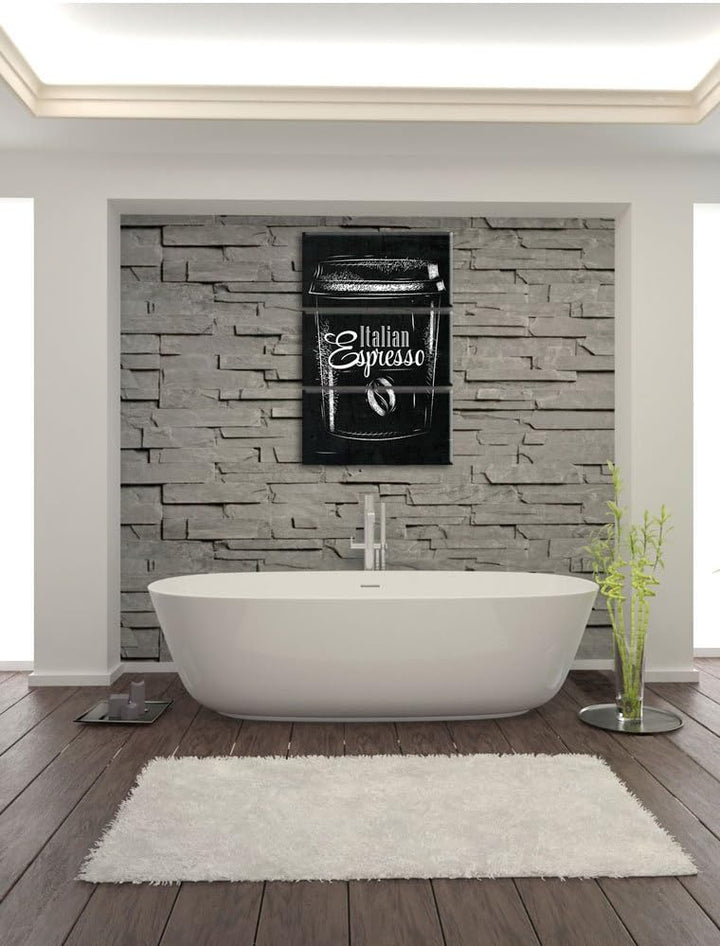 Pixxprint Italian Espresso schwarz 3-Teiler Leinwandbild 120x80 Bild auf Leinwand