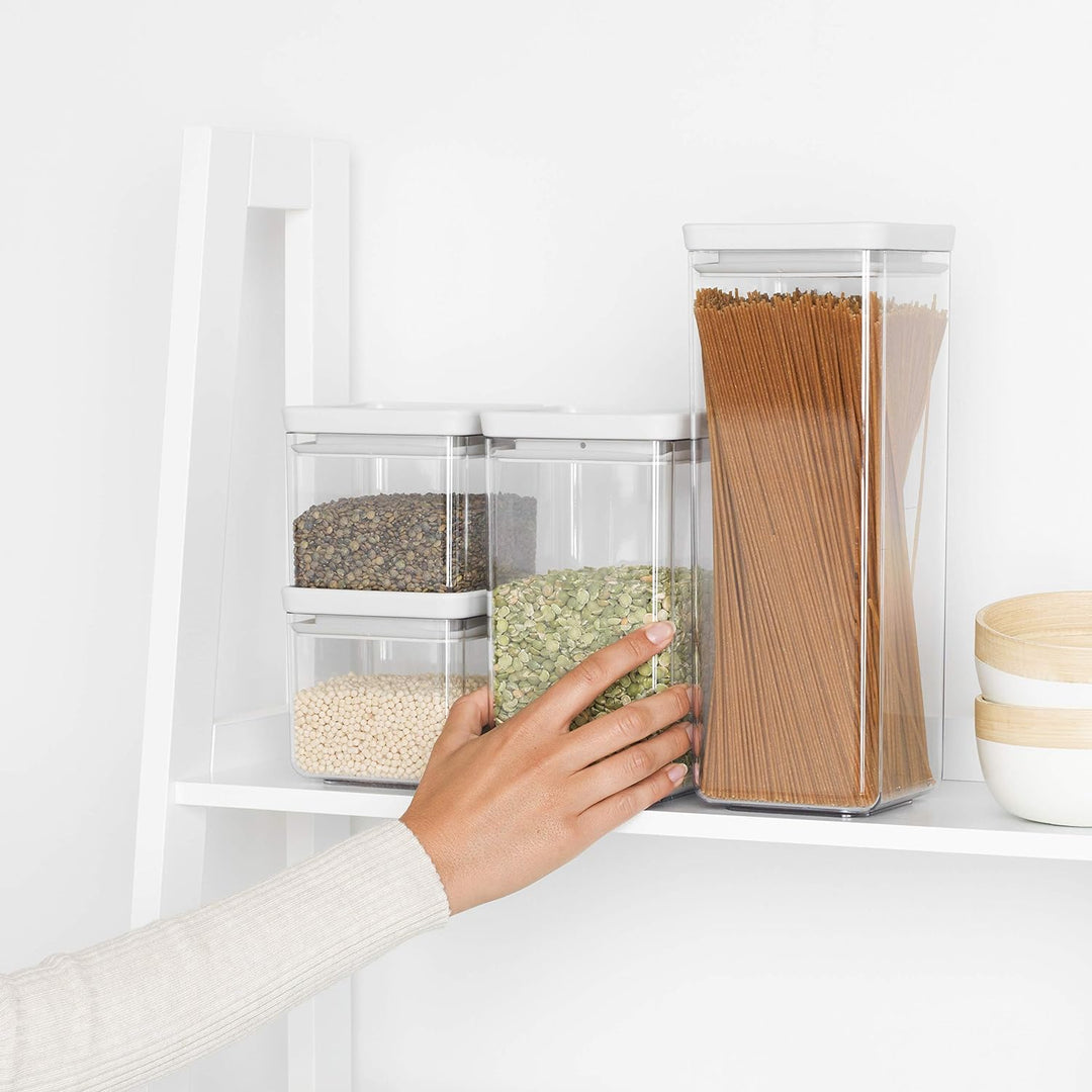 Brabantia 122569 Vorratsdose, Light Grau, 0, 7 l + 1, 6 l 4er-Set Light Grey, 4er-Set Light Grey