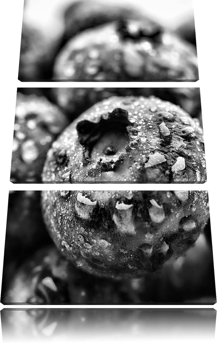 Pixxprint fruchtige Heidelbeeren als Leinwandbild/Grösse: 3 Teilig (120x80) / Wandbild/Kunstdruck/fe