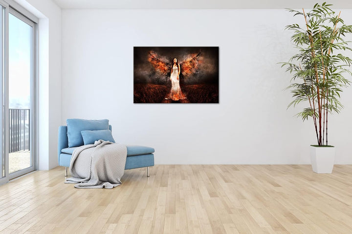 deyoli feuriger Engel Format:75x50 cm als Leinwandbild, Motiv fertig gerahmt auf Echtholzrahmen, Hoc