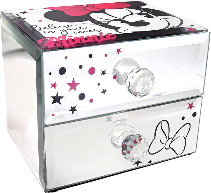 Disney Minnie Mouse "Believe in your inner Minnie" Mirror Glass Jewelry Box Jewelry Organizer, Offic