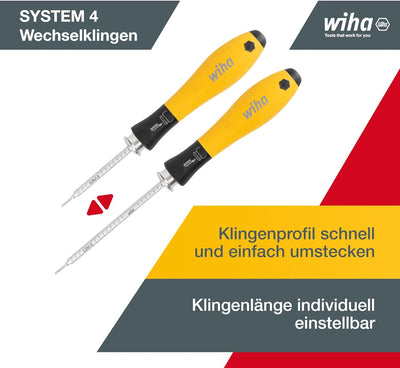 Wiha Schraubendreher mit Wechselklingen Set ESD SYSTEM 4 (31499), 12 tlg. für tiefliegende Schrauben