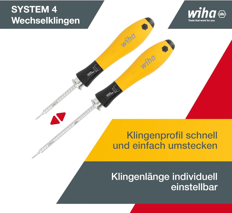 Wiha Schraubendreher mit Wechselklingen Set ESD SYSTEM 4 (31499), 12 tlg. für tiefliegende Schrauben