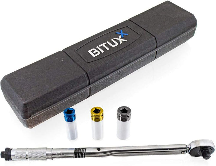 Bituxx® Drehmomentschlüssel Set 1/2" 40-210 Nm Ratsche Drehmoment Schlüssel inkl Felgenschutz Schlag