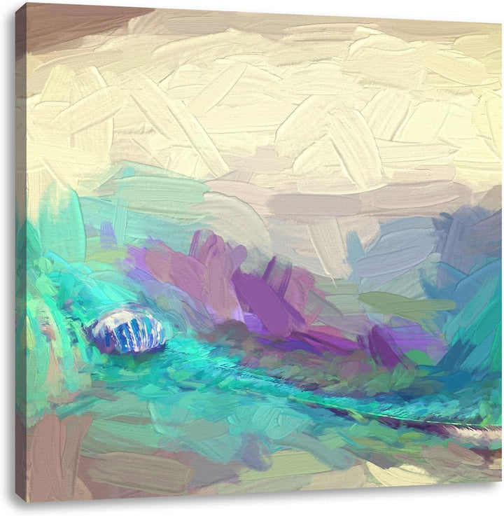 Pixxprint Pfauenfeder Detailaufnahme als Leinwandbild Quadratisch/Grösse: 70x70 / Wandbild/Kunstdruc