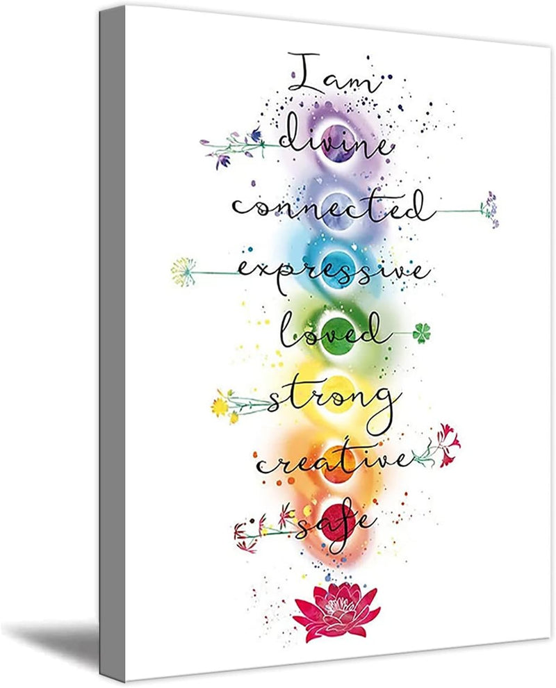 ZHONGYUTONG 7 Chakra Zitate auf Leinwand Kunstdruck Yoga Zen Wandposter Lotus Blume Gemälde Spiritue