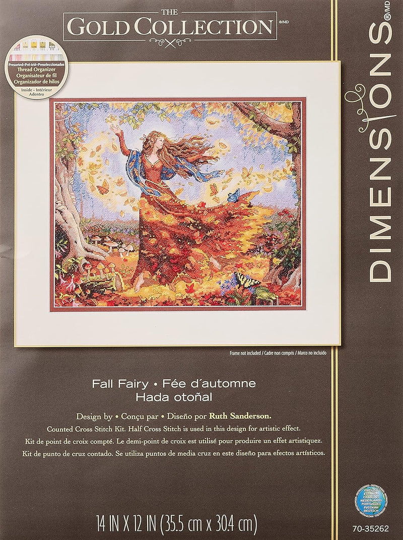 Dimensions Gezählter Kreuzstick Set, Fall Fairy, Gold Herbst Fee, Herbst Fee