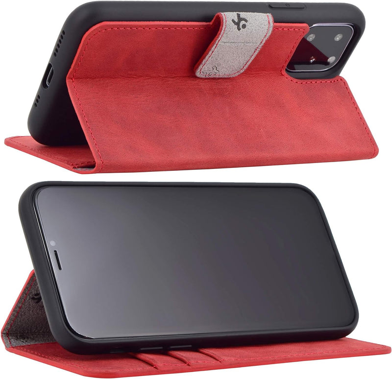 Suncase Book-Style Hülle kompatibel mit iPhone 11 Pro (5.8 Zoll) Leder Tasche (Slim-Fit) Lederhülle