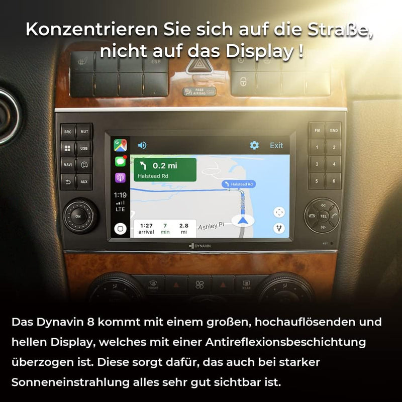 DYNAVIN Android Autoradio Navi für Mercedes CLK W209 2005-2009; mit 4 * 100W DSP Verstärker | Wirele