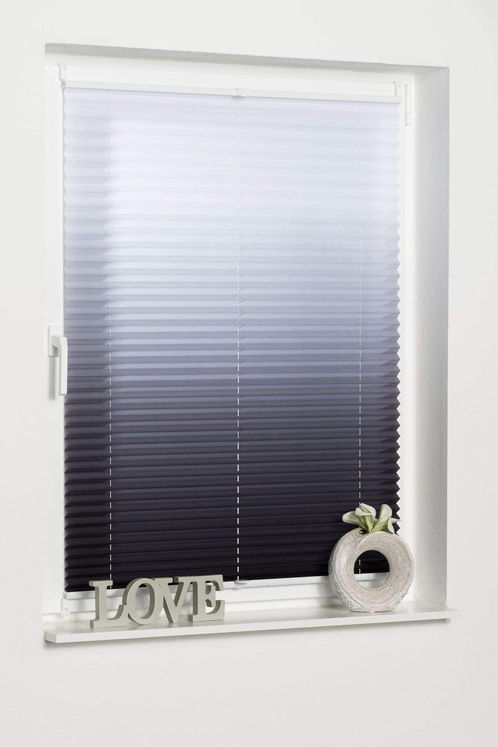 K-home Klemmfix-Plissee Farbverlauf Anthrazit 70cm x 130cm (B x L) 70 x 130 cm Anthrazit, 70 x 130 c