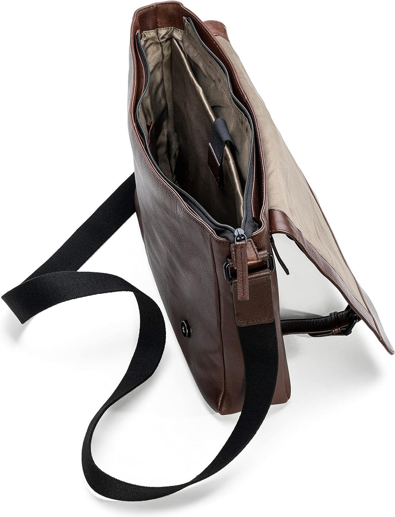 FARMHOOD Memphis Damen/Herren Messenger Aktentasche gross 38 cm - Umhängetasche aus Leder mit Laptop